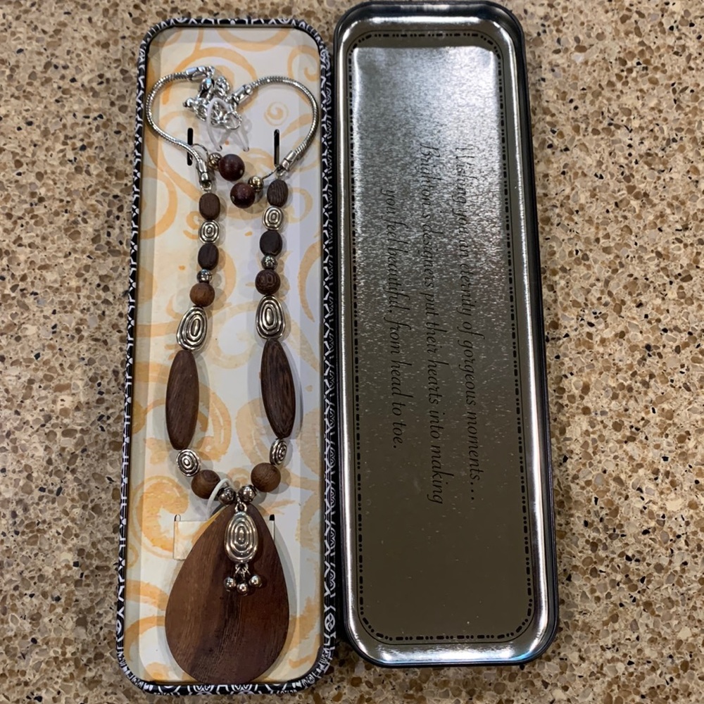 Brighton Necklace and Earring set - metal and wood